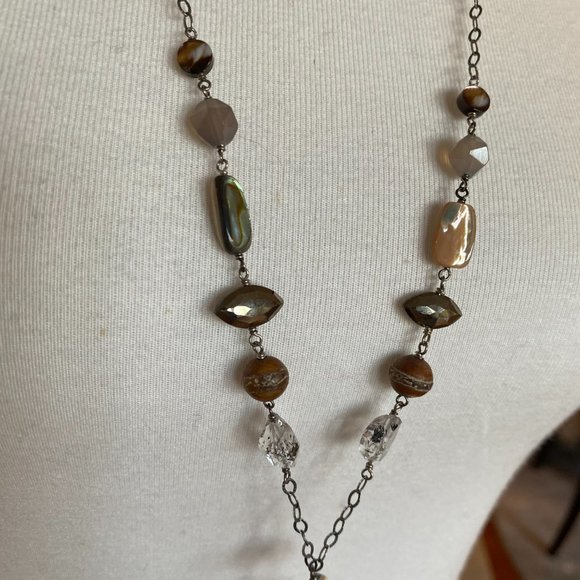 New AUTH Chan Luu Hematite & Pyrite Mix Statement Necklace  New Authentic Chan Luu Pyrite Mix Dagger Necklace